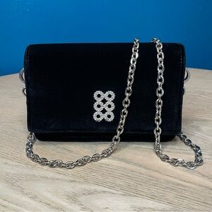 Kooreloo The Mini Paris Black Velvet Bag Silver Chain Formal Evening Bag